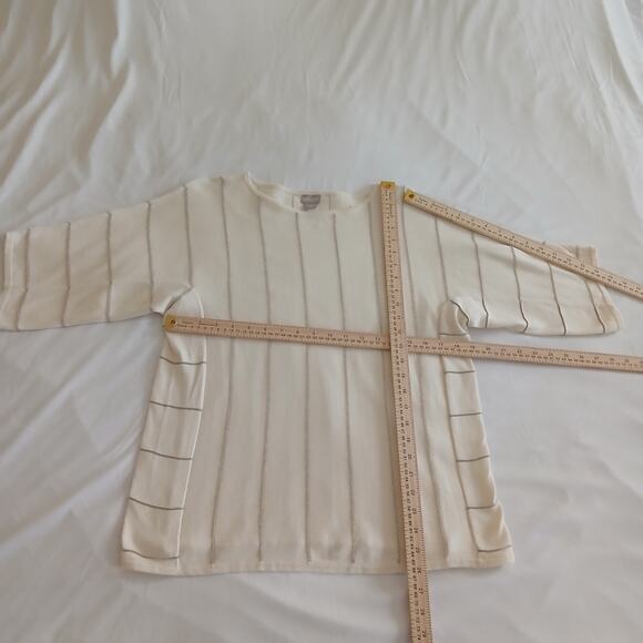 Chico’s Womens Size 2 Ivory Gold Metallic Shimmer Knit Pullover Sweater Top - Picture 9 of 12